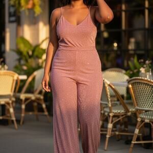 Fashion Nova Sparkling Pink Jumpsuit